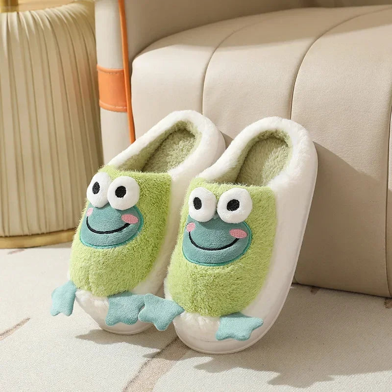 Warm Slipper House Cartoon Teddy Bear Womens Winter Plush Contton Indoor Funny Fuzzy Floor Home Room Shoes Flat Female Men Male