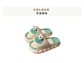 Women's Slippers Comfortable Soft Thick Sole Four Seasons Indoor Cartoon Frog Linen Slippers Anti Slip Couples's Home Slippers