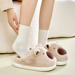 Highland Cow Capybara Plush Slippers Cartoon Capibara Cotton Shoes Comfortable Slip-on House Couple Slippers for Indoor Bedroom