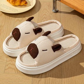 Cute Cartoon Flax Summer Women's Indoor Slippers Bedroom Soft Thick Sole Anti slip and odor proof  Fashion Leisure Home Shoes