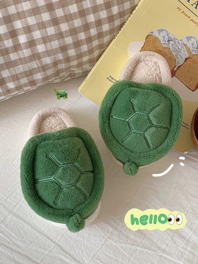 Cute Turtle Warm Plush Home Slippers