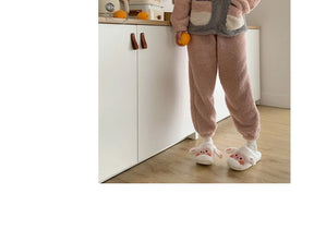 Comwarm Cute Dog Short Plush Slippers For Women 2023 Winter Warm Furry Cotton Shoes Couples Home Indoor Bedroom Cozy Slippers