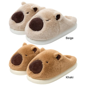 Highland Cow Capybara Plush Slippers Cartoon Capibara Cotton Shoes Comfortable Slip-on House Couple Slippers for Indoor Bedroom