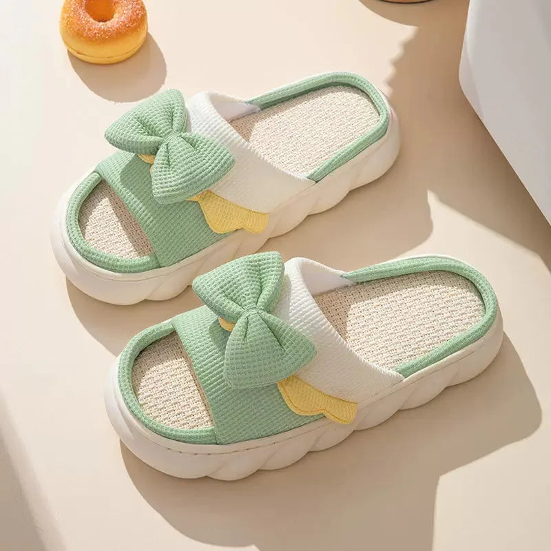 2024 Cute Cartoon Cow Linen Slippers Universal Indoor Home Four Seasons Non-slip Cotton Linen Sandals