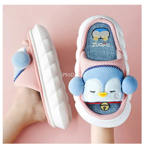 Mo Dou All Senson Designer Slippers Cute Cartoon Lovely Animals Bedroom Cotton Home Shoes Indoor Thick Sole Couples Men Women