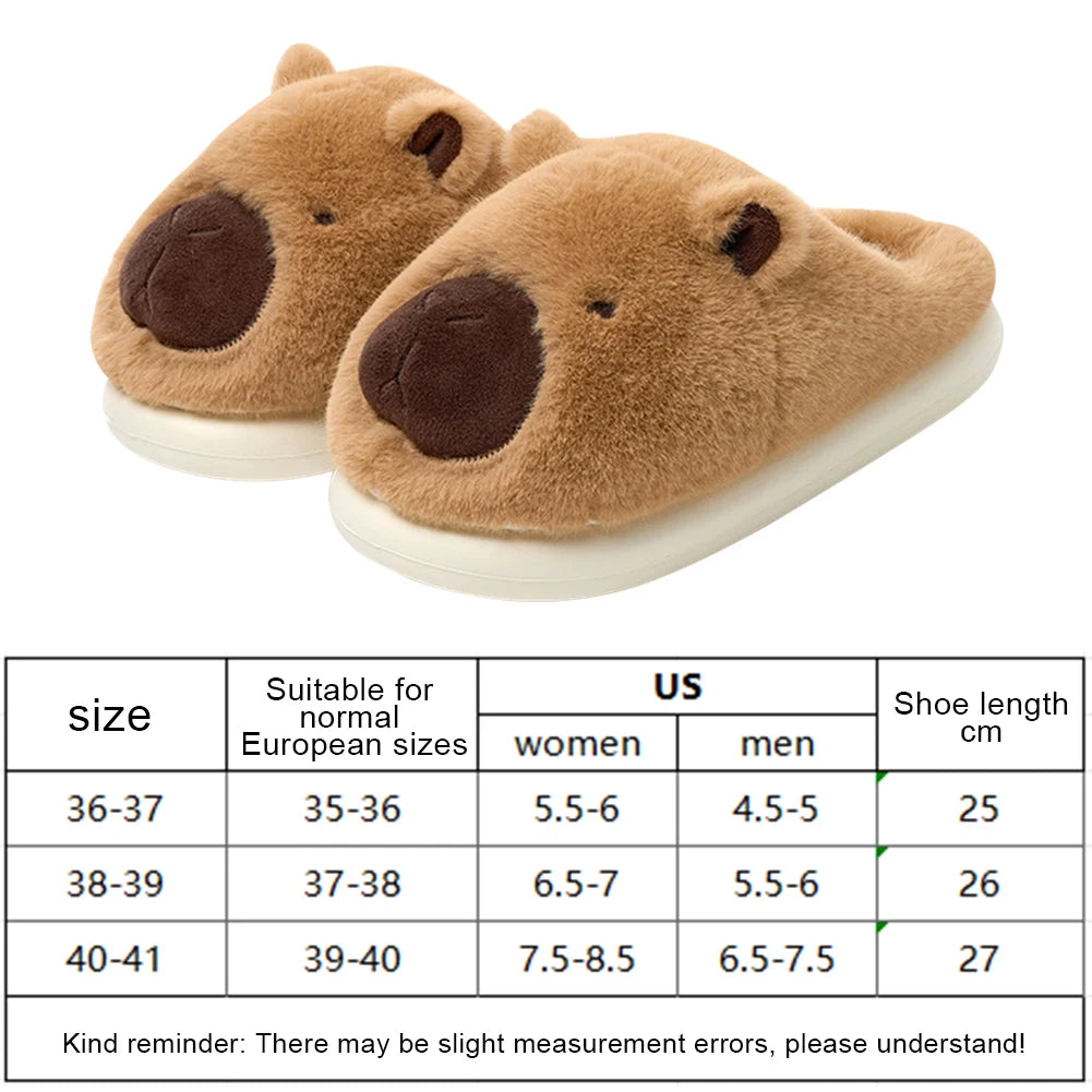 Highland Cow Capybara Plush Slippers Cartoon Capibara Cotton Shoes Comfortable Slip-on House Couple Slippers for Indoor Bedroom