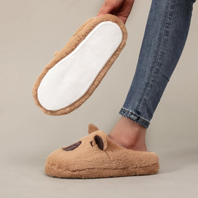 A Pair of Brown Plush Kapibara Animal Patterns, Furry Home Soft Soles, Comfortable Furry Slippers, Cute, Warm and Non-Slip Indoor Slippers for Men and Women, Lightweight, Silent and Comfortable Shoes, the First Choice for Hol