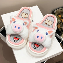 Mo Dou All Senson Designer Slippers Cute Cartoon Lovely Animals Bedroom Cotton Home Shoes Indoor Thick Sole Couples Men Women
