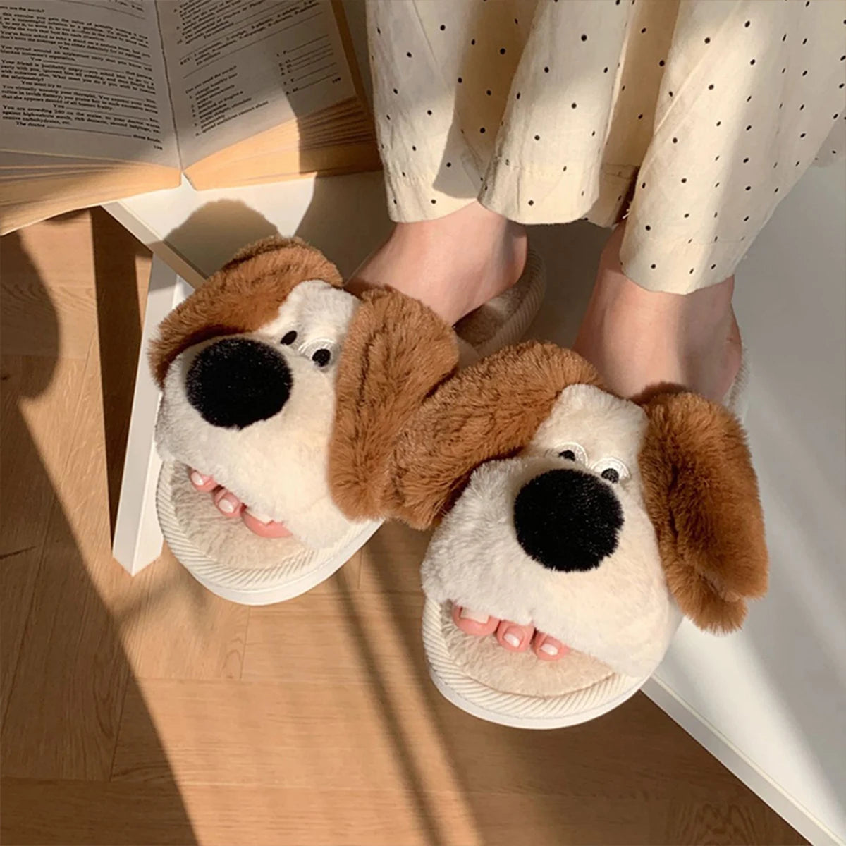 Mo Dou All Senson Designer Slippers Cute Cartoon Lovely Animals Bedroom Cotton Home Shoes Indoor Thick Sole Couples Men Women