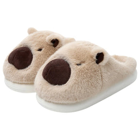 Highland Cow Capybara Plush Slippers Cartoon Capibara Cotton Shoes Comfortable Slip-on House Couple Slippers for Indoor Bedroom