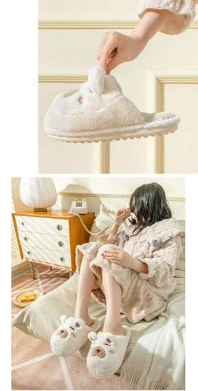 Warm Slipper House Cartoon Teddy Bear Womens Winter Plush Contton Indoor Funny Fuzzy Floor Home Room Shoes Flat Female Men Male