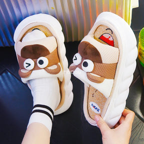 Mo Dou All Senson Designer Slippers Cute Cartoon Lovely Animals Bedroom Cotton Home Shoes Indoor Thick Sole Couples Men Women