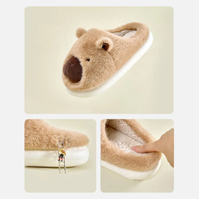 Highland Cow Capybara Plush Slippers Cartoon Capibara Cotton Shoes Comfortable Slip-on House Couple Slippers for Indoor Bedroom