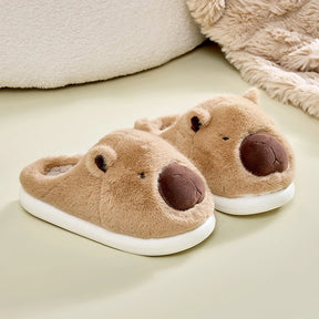 Highland Cow Capybara Plush Slippers Cartoon Capibara Cotton Shoes Comfortable Slip-on House Couple Slippers for Indoor Bedroom