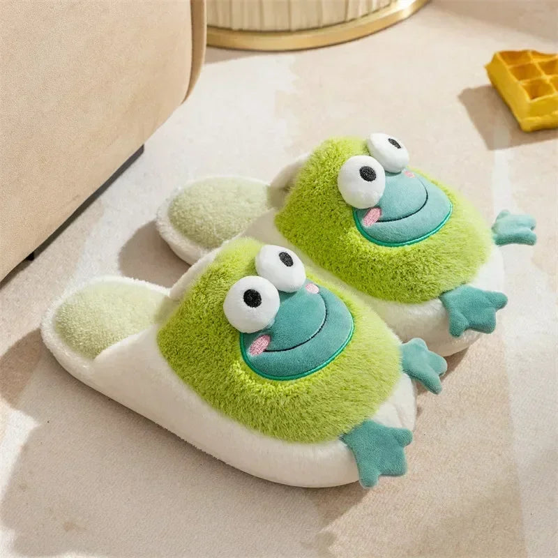 Warm Slipper House Cartoon Teddy Bear Womens Winter Plush Contton Indoor Funny Fuzzy Floor Home Room Shoes Flat Female Men Male