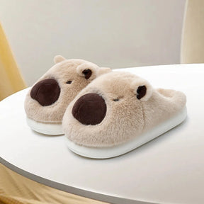 Highland Cow Capybara Plush Slippers Cartoon Capibara Cotton Shoes Comfortable Slip-on House Couple Slippers for Indoor Bedroom