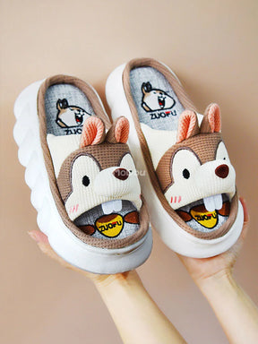 Mo Dou All Senson Designer Slippers Cute Cartoon Lovely Animals Bedroom Cotton Home Shoes Indoor Thick Sole Couples Men Women