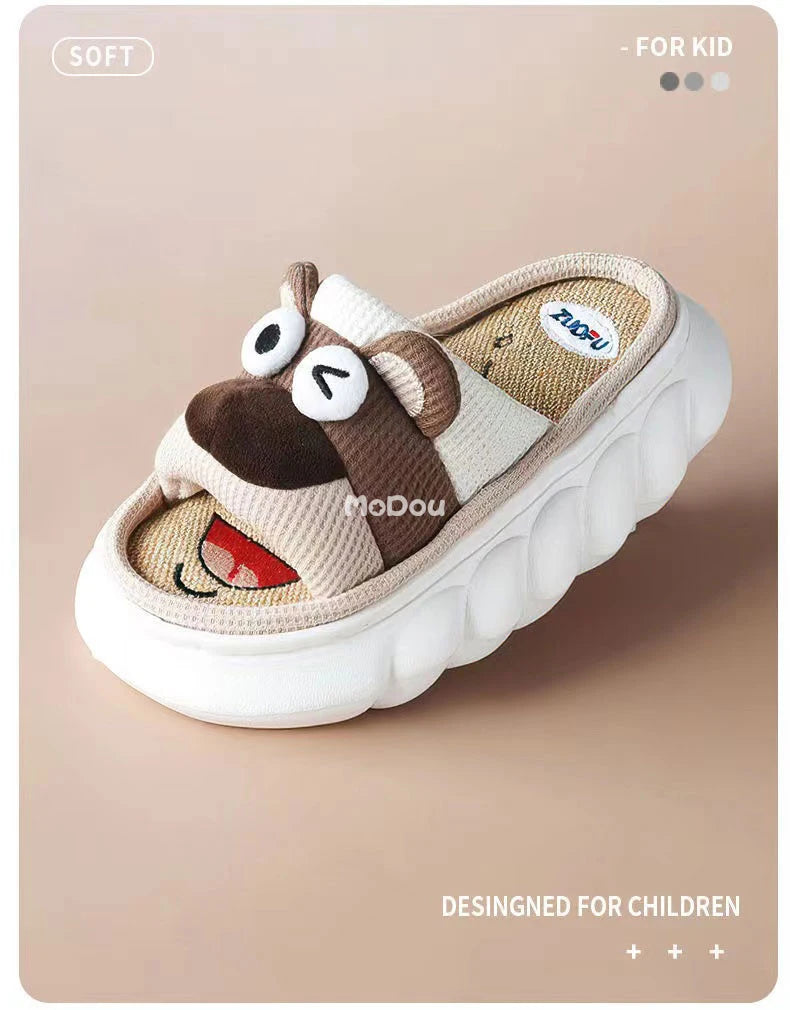Mo Dou All Senson Designer Slippers Cute Cartoon Lovely Animals Bedroom Cotton Home Shoes Indoor Thick Sole Couples Men Women
