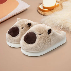 Highland Cow Capybara Plush Slippers Cartoon Capibara Cotton Shoes Comfortable Slip-on House Couple Slippers for Indoor Bedroom
