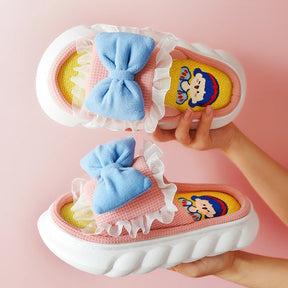 Mo Dou All Senson Designer Slippers Cute Cartoon Lovely Animals Bedroom Cotton Home Shoes Indoor Thick Sole Couples Men Women