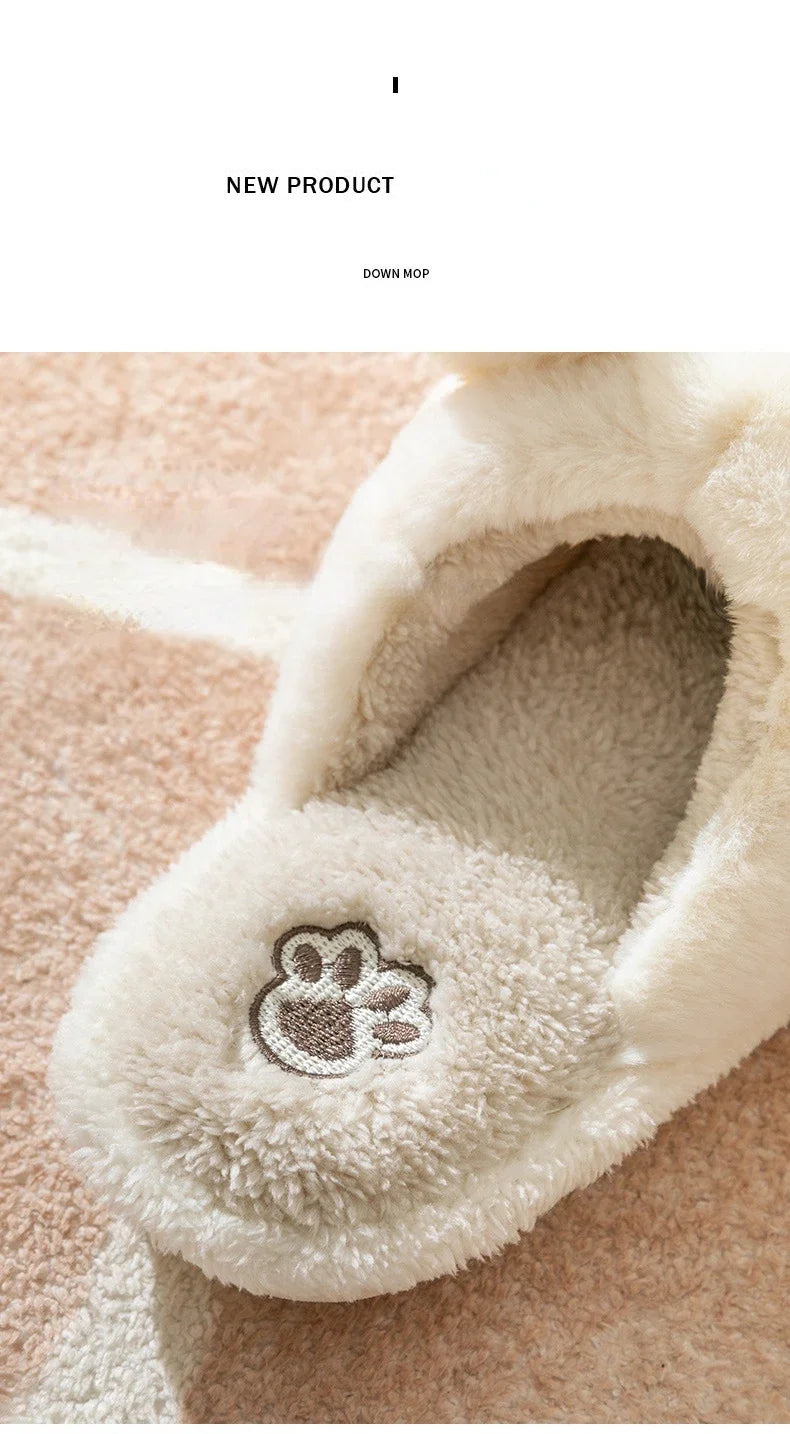 Warm Slipper House Cartoon Teddy Bear Womens Winter Plush Contton Indoor Funny Fuzzy Floor Home Room Shoes Flat Female Men Male