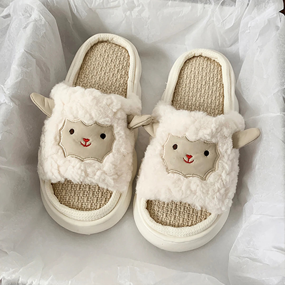 Mo Dou All Senson Designer Slippers Cute Cartoon Lovely Animals Bedroom Cotton Home Shoes Indoor Thick Sole Couples Men Women