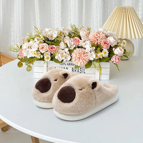 Highland Cow Capybara Plush Slippers Cartoon Capibara Cotton Shoes Comfortable Slip-on House Couple Slippers for Indoor Bedroom