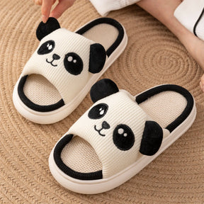 Mo Dou All Senson Designer Slippers Cute Cartoon Lovely Animals Bedroom Cotton Home Shoes Indoor Thick Sole Couples Men Women