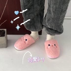 Comwarm Cute Dog Short Plush Slippers For Women 2023 Winter Warm Furry Cotton Shoes Couples Home Indoor Bedroom Cozy Slippers