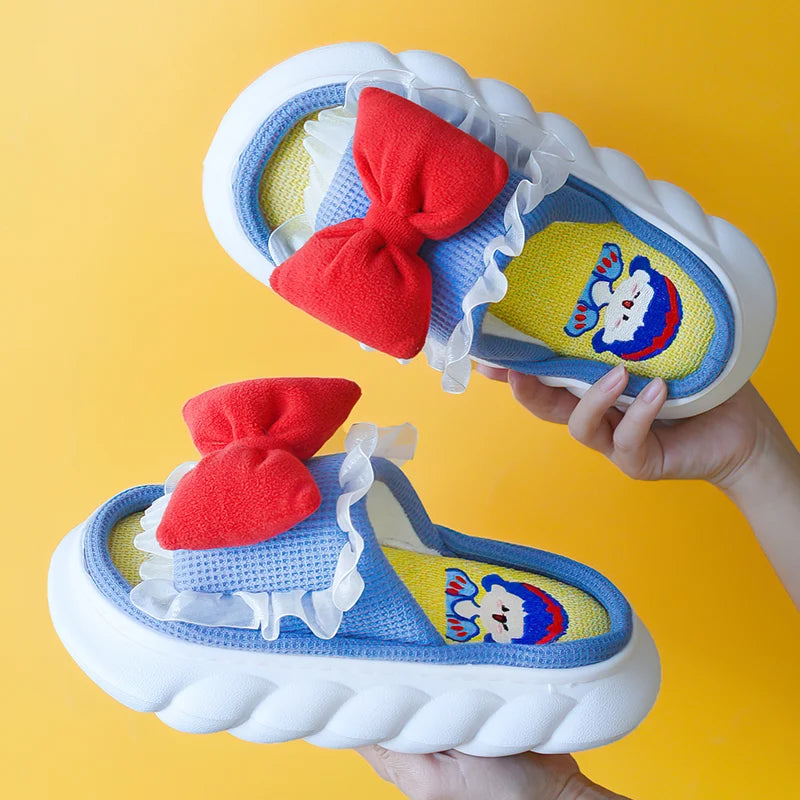 Mo Dou All Senson Designer Slippers Cute Cartoon Lovely Animals Bedroom Cotton Home Shoes Indoor Thick Sole Couples Men Women