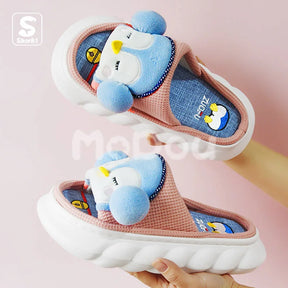 Mo Dou All Senson Designer Slippers Cute Cartoon Lovely Animals Bedroom Cotton Home Shoes Indoor Thick Sole Couples Men Women