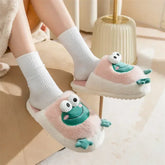 Warm Slipper House Cartoon Teddy Bear Womens Winter Plush Contton Indoor Funny Fuzzy Floor Home Room Shoes Flat Female Men Male