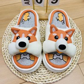 Mo Dou All Senson Designer Slippers Cute Cartoon Lovely Animals Bedroom Cotton Home Shoes Indoor Thick Sole Couples Men Women
