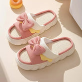 2024 Cute Cartoon Cow Linen Slippers Universal Indoor Home Four Seasons Non-slip Cotton Linen Sandals