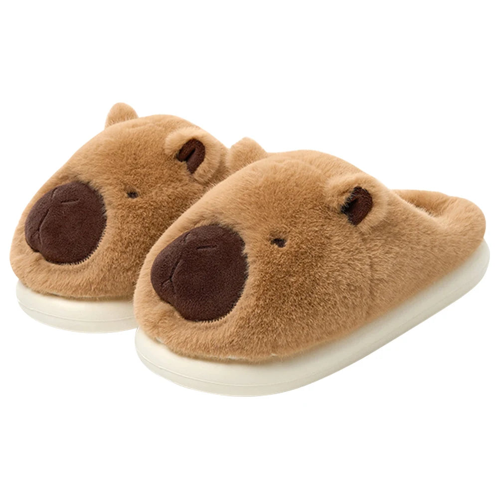 Highland Cow Capybara Plush Slippers Cartoon Capibara Cotton Shoes Comfortable Slip-on House Couple Slippers for Indoor Bedroom